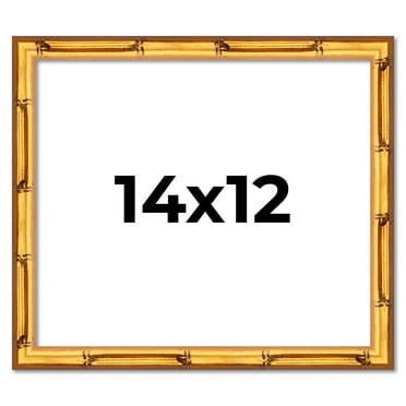 14x12 Frame Gold Bamboo Solid Wood Picture Frame | 1 Inch Moulding Width | Interior Frame Depth