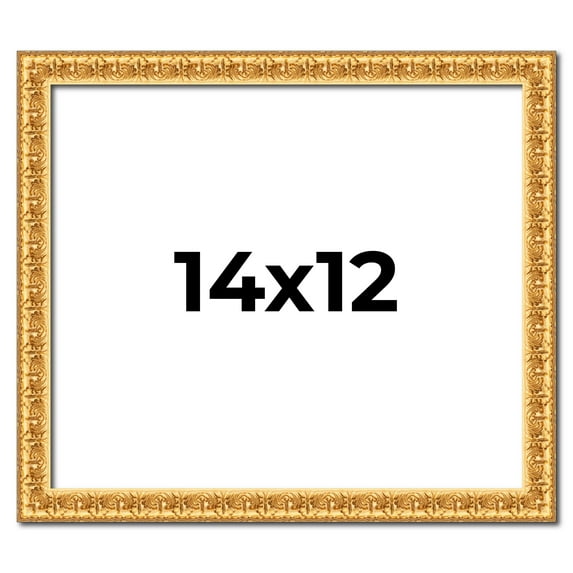 14x12 Frame Gold Real Wood Picture Frame Width 1 inches | Interior Frame Depth 0.5 inches | Edwina