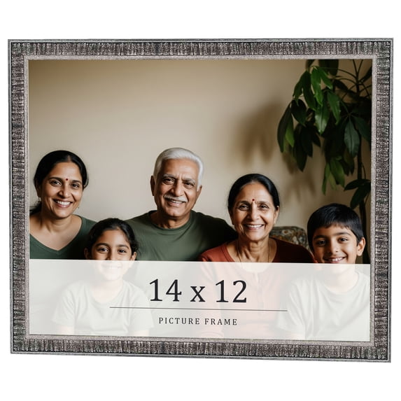 14x12 Frame Silver Grey Distressed Solid Wood Picture Frame | 0.75 Inch Moulding Width | Interior