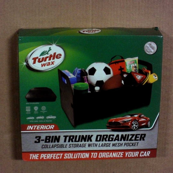 Turtle Wax Trunk Organizer 3 Section Black 14x13
