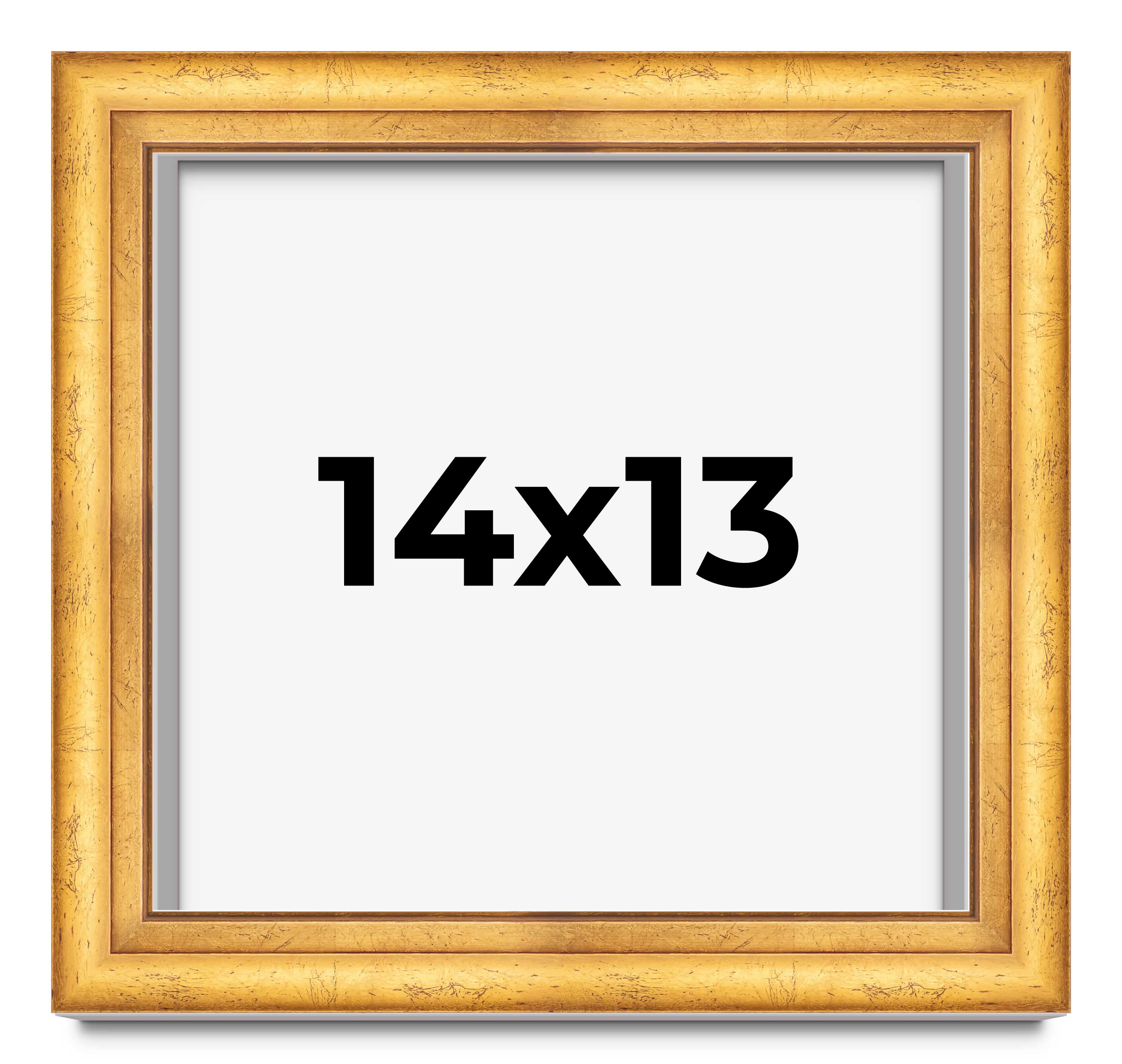 14x13 Shadow Box Frame Gold | 1.75 Inches Deep Real Wood Traditional ...
