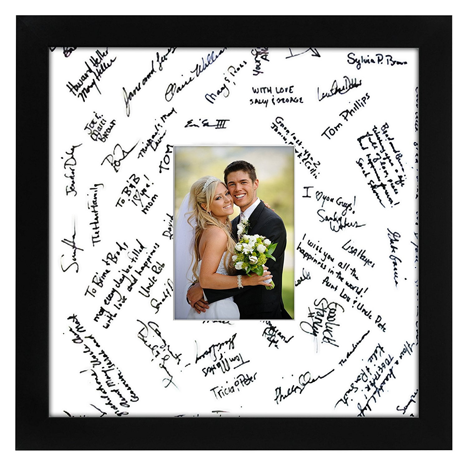 Americanflat 14x14 Wedding Frame with 5x7 mat Glass wedding dedicated providing quality - Black