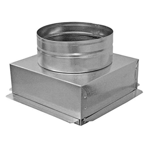 14x14 Ceiling Box 12 Round Collar - HVAC Register Vent Diffuser Connector, 26 Gauge Galvanized Steel, Plaster Ground Flange, 4" High