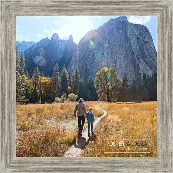 14x14 Grey Rustic Wide Barnwood Picture Frame - UV Acrylic, Foam Board Backing, Hanging Hardware