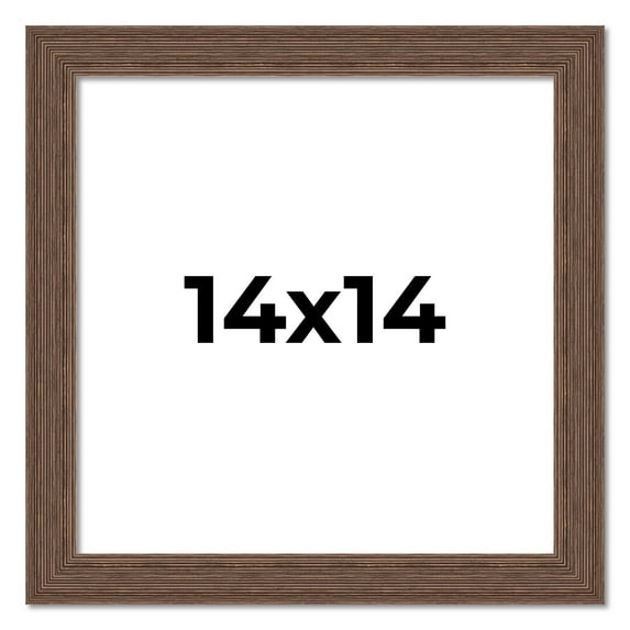 14x14 Frame Brown Farmhouse Solid Wood Picture Frame Width 1.5 Inches | Interior Frame Depth 0.5
