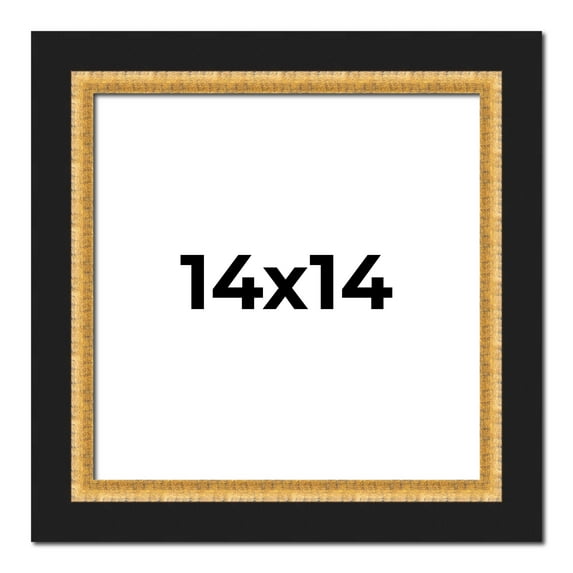 14x14 Frame Gold Real Wood Picture Frame Width 2.25 Inches | Interior Frame Depth 0.5 Inches |