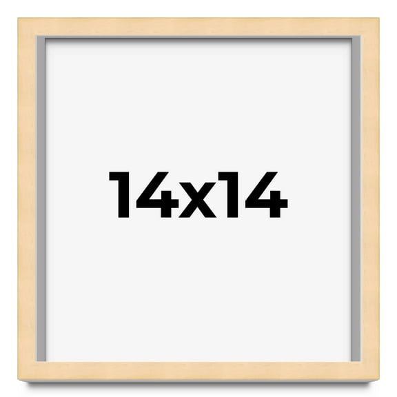 14x14 Frame Natural Wood Picture Frame | 0.75 Inch Moulding Width | with UV Acrylic Plexiglass,