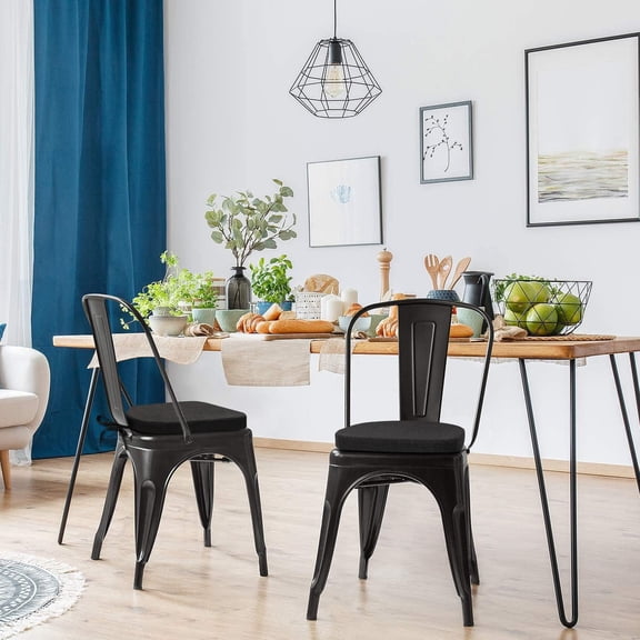 14x14 Metal Chair Cushions Pads Set of 4 for Tolix Metal Chairs Small Seat Cushions 14 inch Black