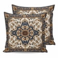 thumbnail image 1 of 14x14 Pillow Covers Set of 2, Boho Ethnic Throw Pillow Covers Decorative Couch Cushion Case, Vintage Bohemian Traditional Floral Classic Microfiber Square Pillowcases for Bedroom Car Living Room, 1 of 7