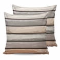 thumbnail image 1 of 14x14 Pillow Covers Set of 2, Brown Beige Stripes Throw Pillow Covers Decorative Couch Cushion Case, Geometric Painting Neutral Textured Microfiber Square Pillowcases for Bedroom Car Living Room, 1 of 7