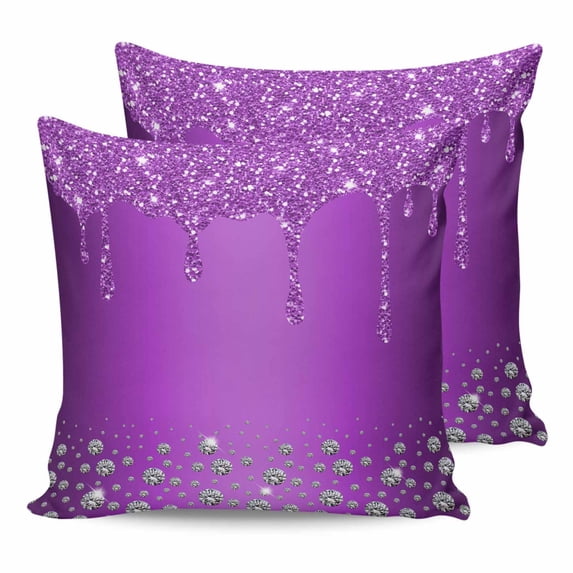 14x14 Pillow Covers Set of 2, Modern Purple Throw Pillow Covers Decorative Couch Cushion Case, Abstract Diamond Luxury Gradient Microfiber Square Pillowcases for Bedroom Car Living Room