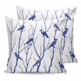 thumbnail image 1 of 14x14 Pillow Covers Set of 2, Navy Blue Branches Birds Throw Pillow Covers Decorative Couch Cushion Case, Abstract Forest Silhouettes Microfiber Square Pillowcases for Bedroom Car Living Room, 1 of 7