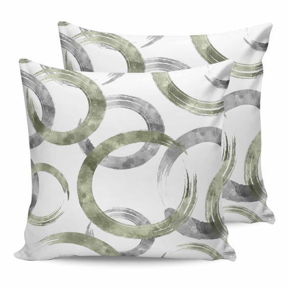 14x14 Pillow Covers Set of 2, Sage Green Grey Throw Pillow Covers Decorative Couch Cushion Case, Geometric Circle Modern Abstract Simple Art Microfiber Square Pillowcases for Bedroom Car Living Room