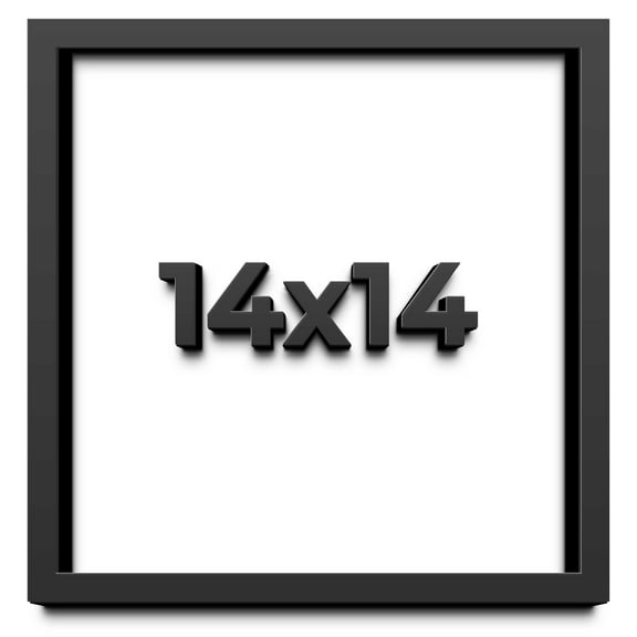 14x14 Shadow Box Frame Black | 1 inches Deep Real Wood Contemporary Shadowbox Display Frame | UV