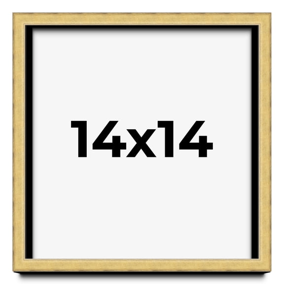 14x14 Shadow Box Frame Gold | 1.375 Inches Deep Real Wood Contemporary Shadowbox Display Frame | UV