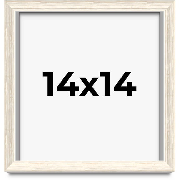 14x14 Shadow Box Frame White | 1.125 Inches Deep Real Wood Rustic Shadowbox Display Frame | UV