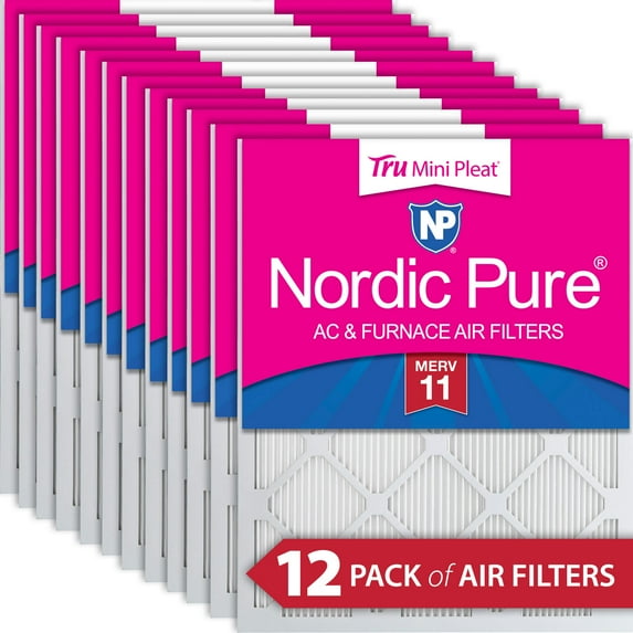 14x14x1 (13_1/2x13_1/2) Nordic Pure Tru Mini Pleat MERV 11 Air Filters 12 Pack