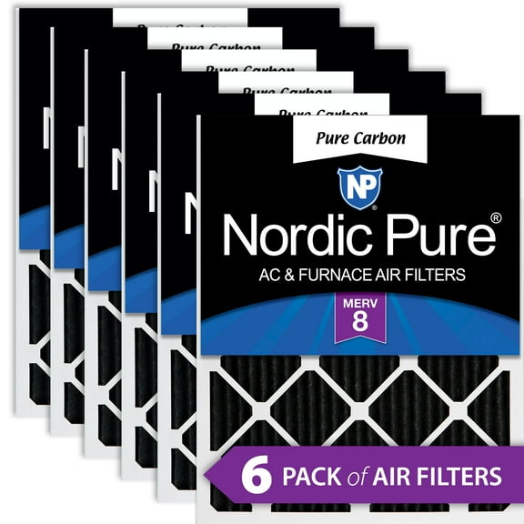 14x14x1 (13_3/4x13_3/4) Pure Carbon Odor Reduction Furnace Air Filters 6 Pack