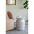 thumbnail image 1 of 14x14x20" Round Bamboo Accent Table with White Capiz Shell Design, 1 of 7