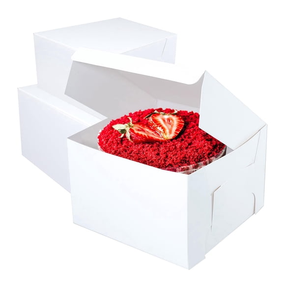 14x14x6 Cake Packaging Box White, Premium SBS Paperboard for Cakes Cookies Pastries, Secure Contents Easy Storage, 50 Units, White