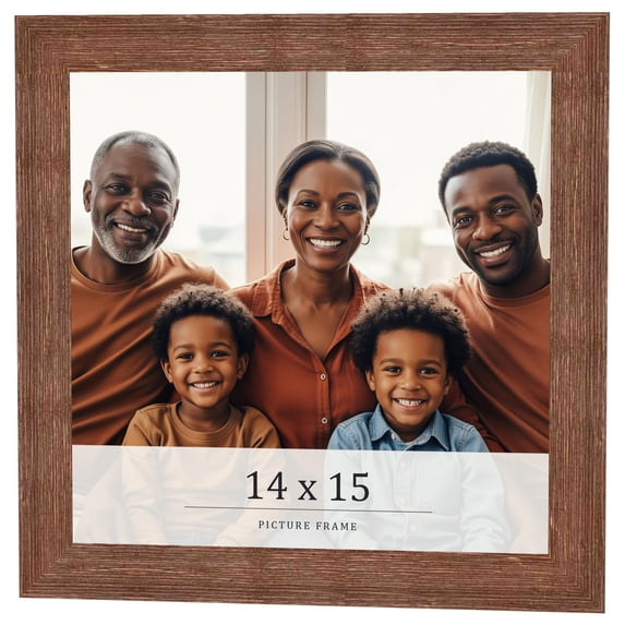 14x15 Frame Brown Farmhouse Solid Wood Picture Frame Width 1.5 Inches | Interior Frame Depth 0.5