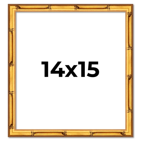 14x15 Frame Gold Bamboo Solid Wood Picture Frame | 1 Inch Moulding Width | Interior Frame Depth