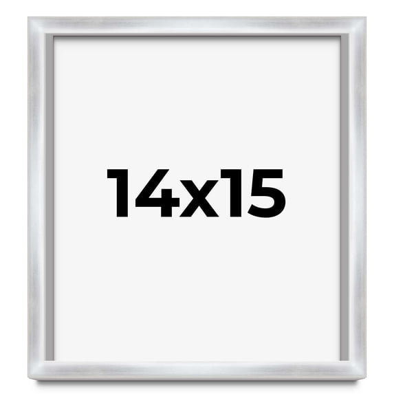 14x15 Frame Silver Whitewashed Wood Grain Solid Wood Shadow Box | 0.75 Inch Moulding Width | 0.75