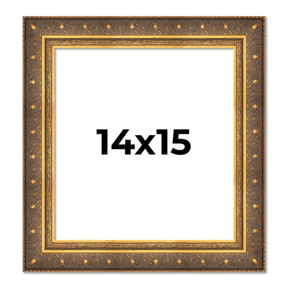 14x15 Frame Vintage Gold Solid Wood Picture Frame | 2.5 Inch Moulding Width | Ornate Bronze Museo