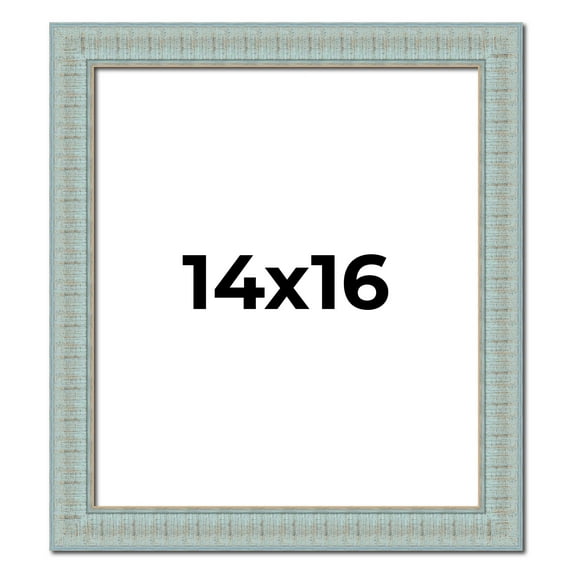 14x16 Frame Blue Teal Distressed Solid Wood Picture Frame | 1.625 Inch Moulding Width | Sonoma Blue