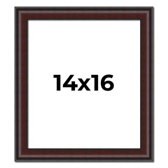 14x16 Frame Brown Round Mahogany Solid Wood Picture Frame | 1.625 Inch Moulding Width | with UV