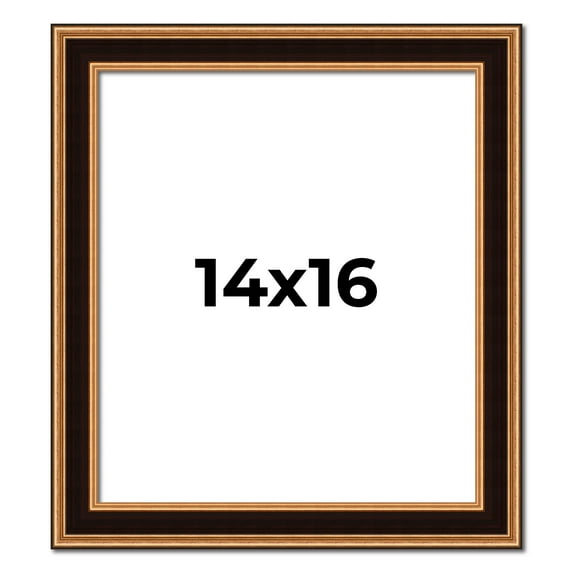 14x16 Frame Gold Brown Plein Air Vintage Solid Wood Picture Frame | 1.75 Inches Moulding Width |