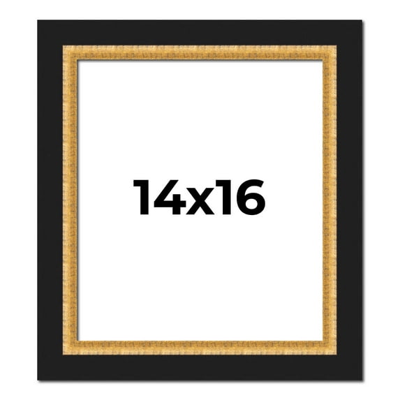 14x16 Frame Gold Real Wood Picture Frame Width 2.25 Inches | Interior Frame Depth 0.5 Inches |