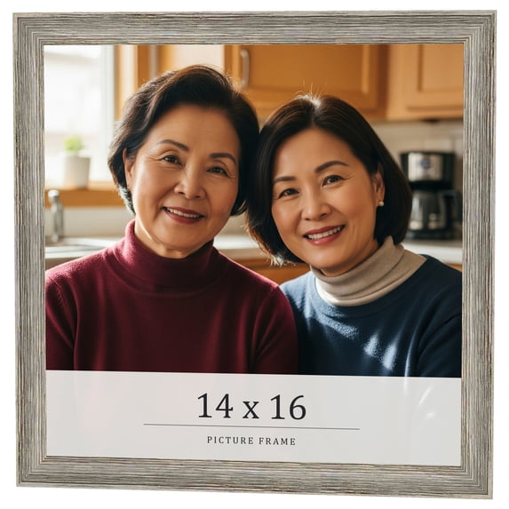 14x16 Frame Grey Solid Wood Picture Frame Width 1 Inches | Interior Frame Depth 0.5 Inches |