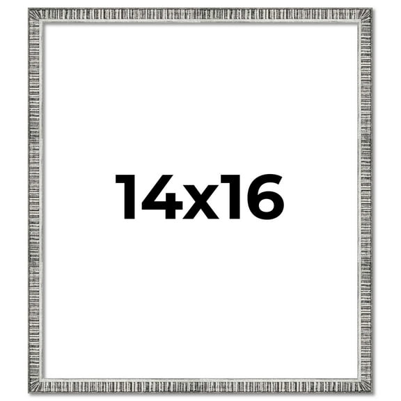 14x16 Frame Silver Grey Distressed Solid Wood Picture Frame | 0.75 Inch Moulding Width | Interior