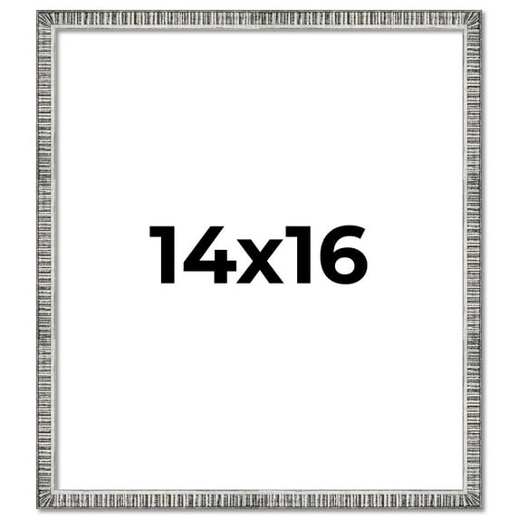 14x16 Frame Silver Grey Distressed Solid Wood Picture Frame | 0.75 Inch Moulding Width | Interior