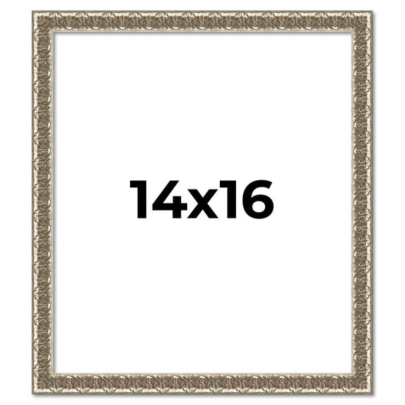 14x16 Frame Silver Versailles Ornate Solid Wood Picture Frame | 1 Inch Moulding Width | Interior