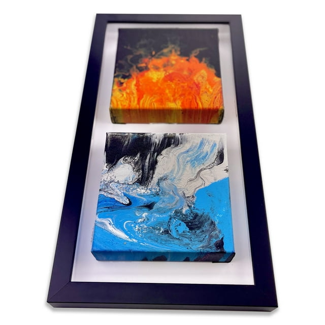14x16 Shadow Box 3/4" Depth Black Picture Frame - UV Acrylic, Backing, Hanging Hardware