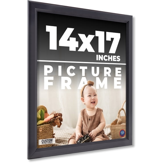 14x17 - 14 x 17 Contemporary Black Solid Wood Frame with UV Framer's ...