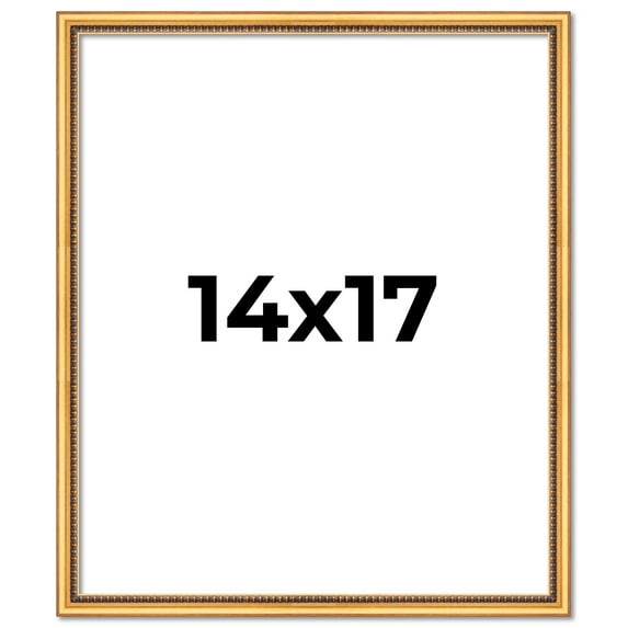14x17 Frame Beaded Gold Solid Wood Picture Frame | 0.75 Inches Moulding Width | Liscio Oro