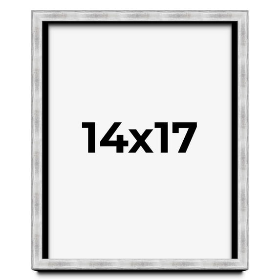 14x17 Frame Brushed Silver Solid Wood Picture Frame | 0.75 Inch Moulding Width | Rabbet Depth 0.75
