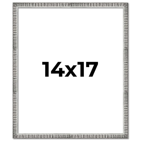 14x17 Frame Silver Grey Distressed Solid Wood Picture Frame | 0.75 Inch Moulding Width | Interior