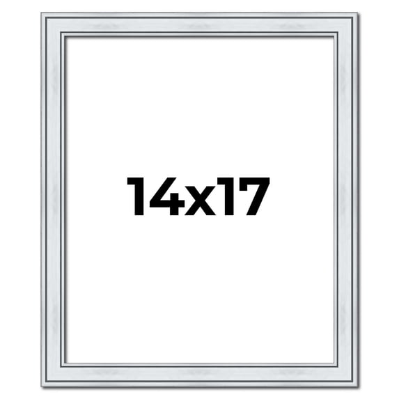 14x17 Frame Sterling Silver Solid Wood Picture Frame | 1.25 Inch Moulding Width | 0.75 Inch