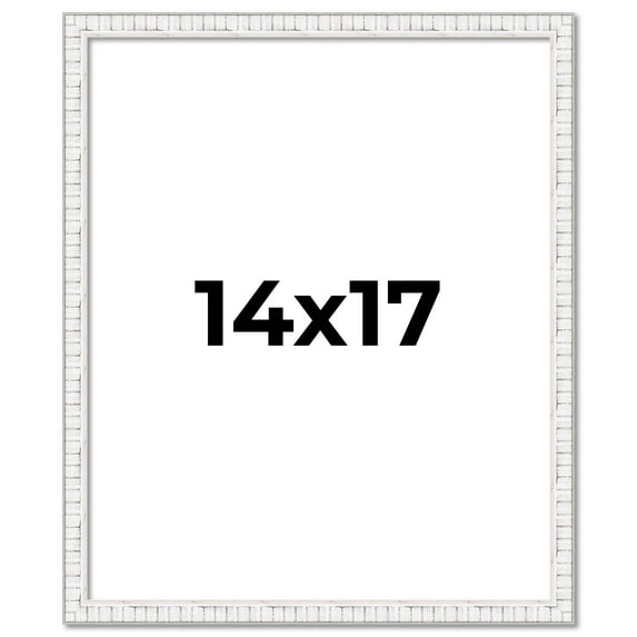14x17 Frame White Scuffed Rustic Solid Wood Picture Frame | 0.75 Inch Moulding Width| Includes UV
