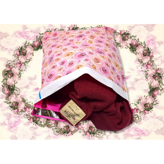 14x17 Inch Poly Mailers, Pastel Butterfly, Marble Tile, Clouds, Leopard, Pink Roses Bouquet Combo Sealing Unpadded Flat Large Shipping Bags