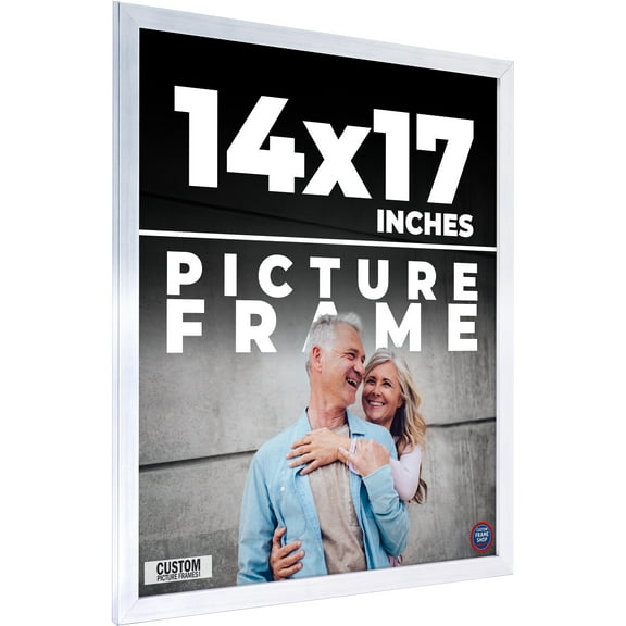 14x17 Silver Wood Picture Frame - UV Acrylic, Foam Board Backing, Hanging Hardware