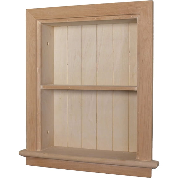 14x18 Aiden Recessed Wall Niche Medicine Cabinet Replacement, in The Wall Bathroom Cabinet Insert Shelf/Shelves, Made in North America, Real Wood, NO MDF, Beadboard, Unfinished