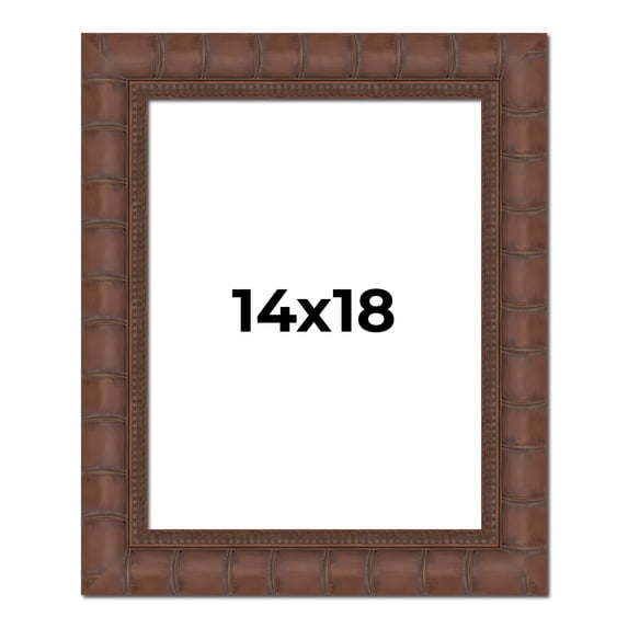 14x18 Bamboo Wood Tone Complete Wood Picture Frame with UV Acrylic, Foam Board Backing, & Hardware