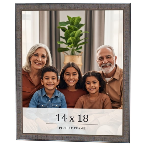 14x18 Frame Blue Kingsley Pewter Solid Wood Picture Frame Width 0.75 Inches |Interior Depth 0.5