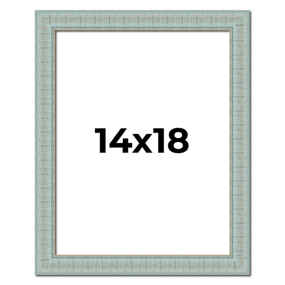 14x18 Frame Blue Teal Distressed Solid Wood Picture Frame | 1.625 Inch Moulding Width | Sonoma Blue