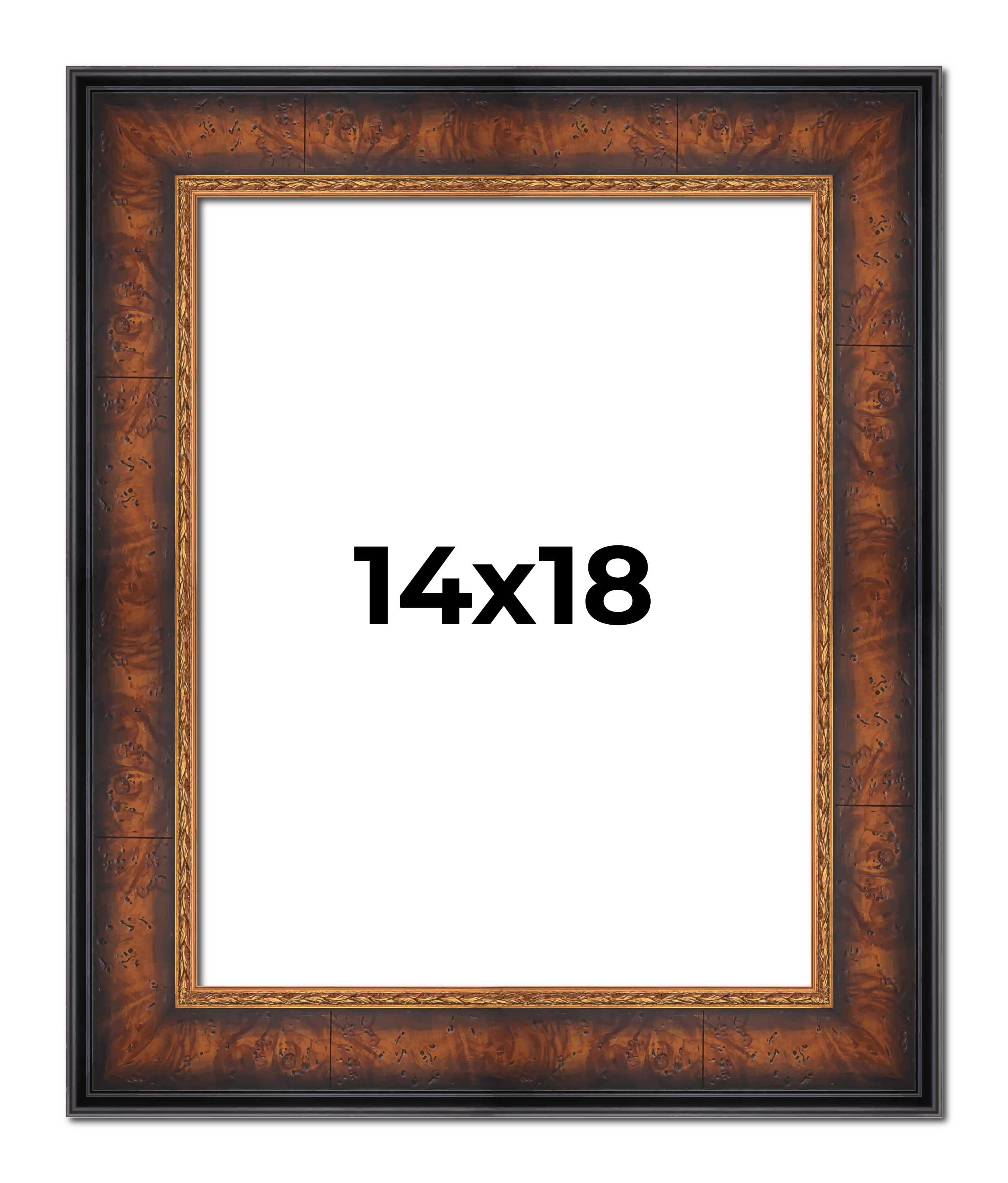 14x18 Frame Brown Walnut Gold Ornate Trim Solid Wood Plein Air Picture ...
